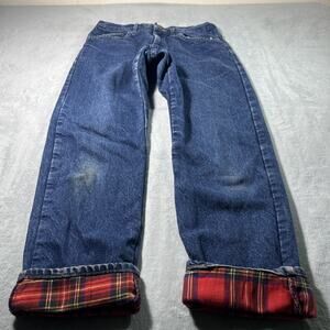Vintage USA LL Bean Flannel Lined Straight Jeans Mens 31x30 Plaid Outdoors Y2K